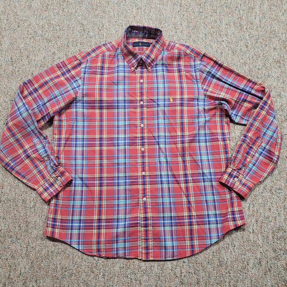 Ralph Lauren Shirt Men XL Multi Plaid Button Down Long Sleeve Rugby Pony Classic